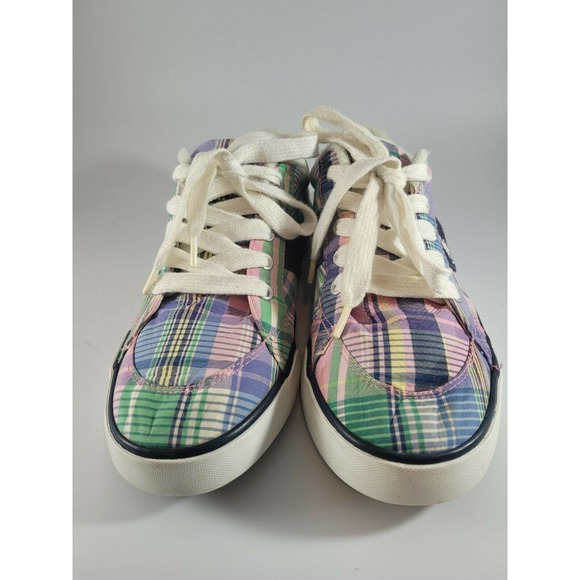 Polo Ralph Lauren Sneakers PLAID Tennis Shoes Men’s /Youth Sz 4.5 US Euro Sz 36 - Picture 2 of 9